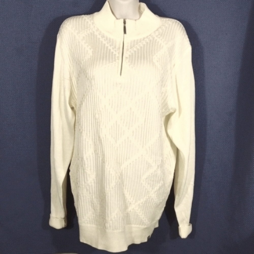Stacy Adams extra long cream 1/4 zip sweater M